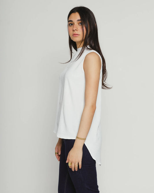High low sleeveless linen - Tia mode