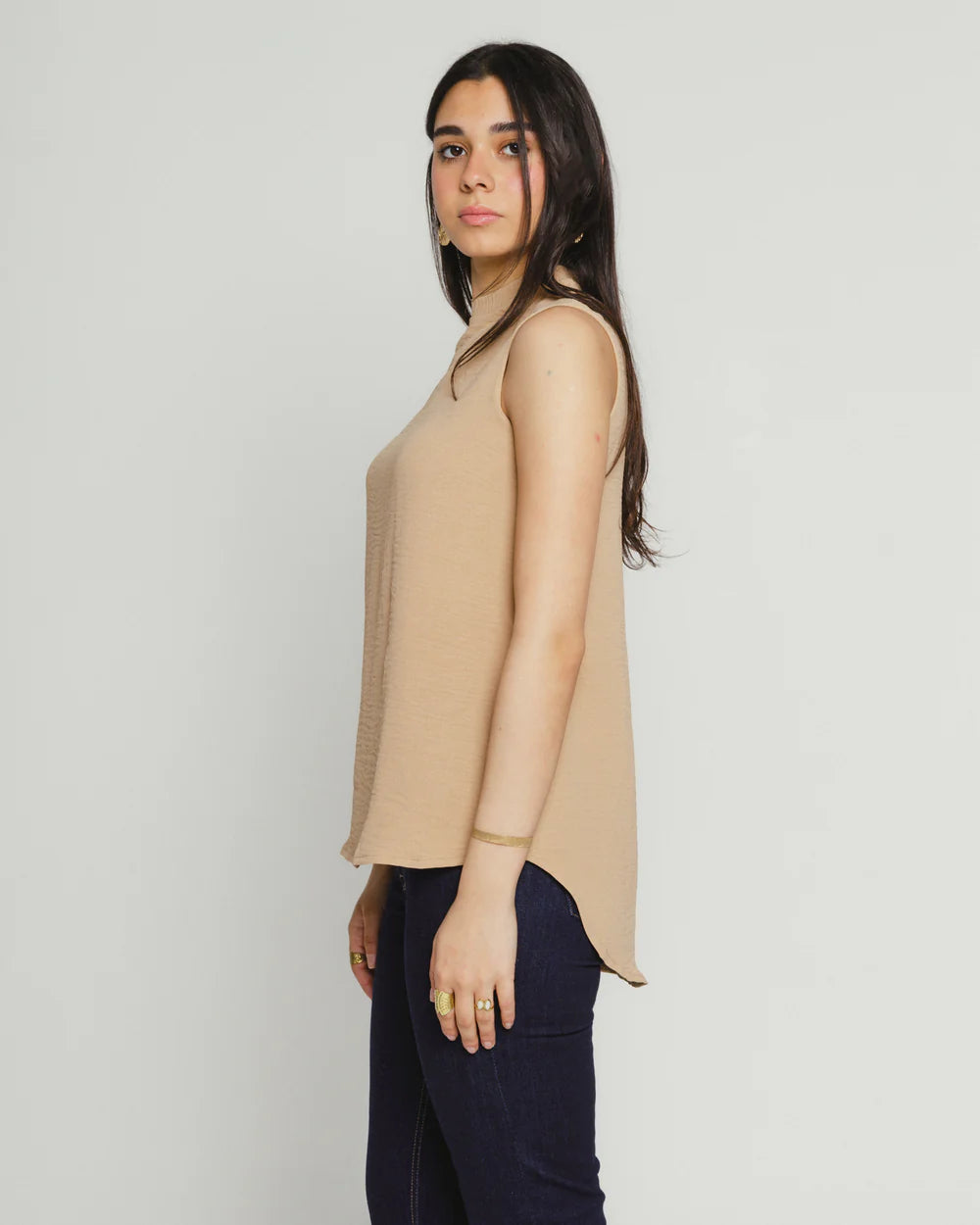 High low sleeveless linen - Tia mode