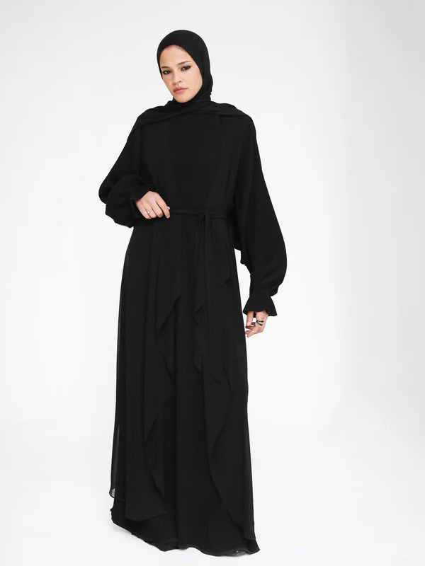 The chiffon cardigan abaya set - Modesty Abaya