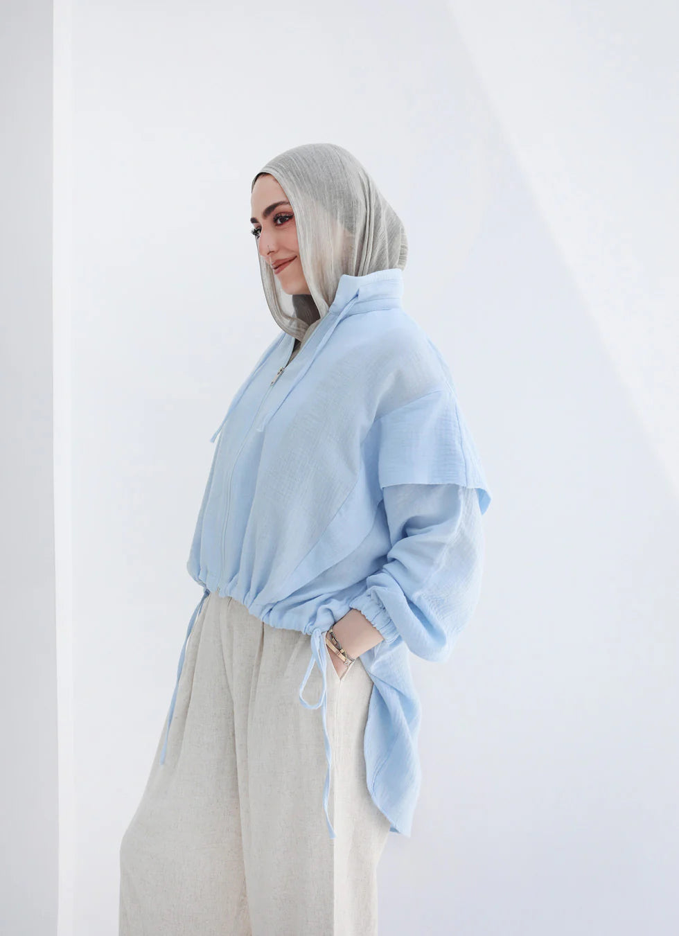 Hight-Low Zipper Shirt - Sara salama