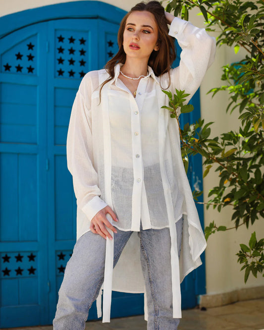 Net linen shirt - Sara Salama