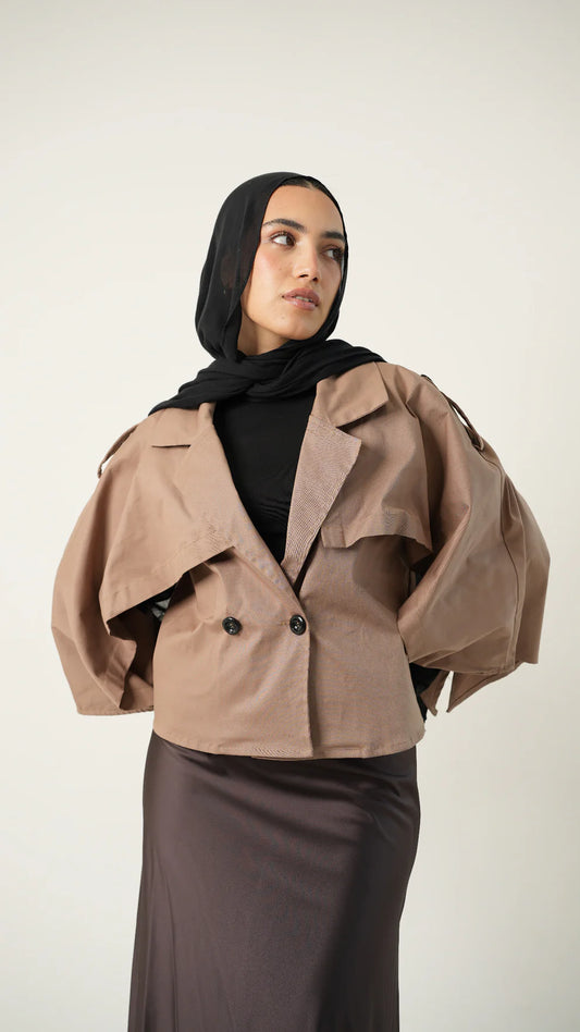 Cropped draped trench -Double anne