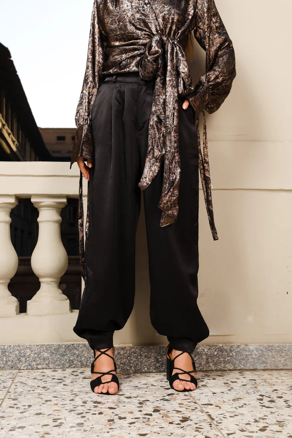 Shine cuff pants - Sara salama