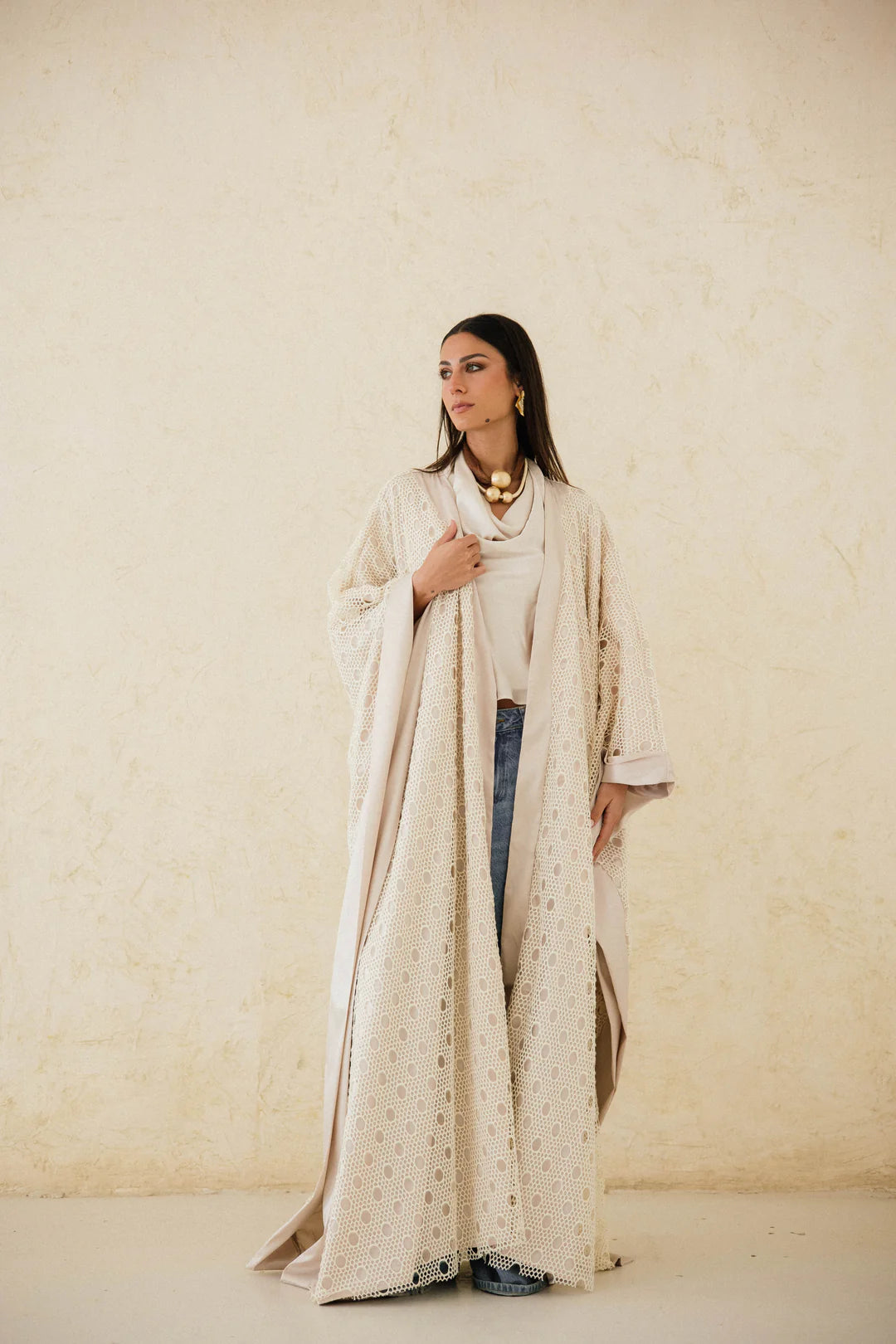 Fully Lined Net Kaftan - Taj