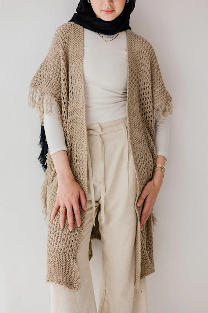 Crochet fringed - Peach and mint