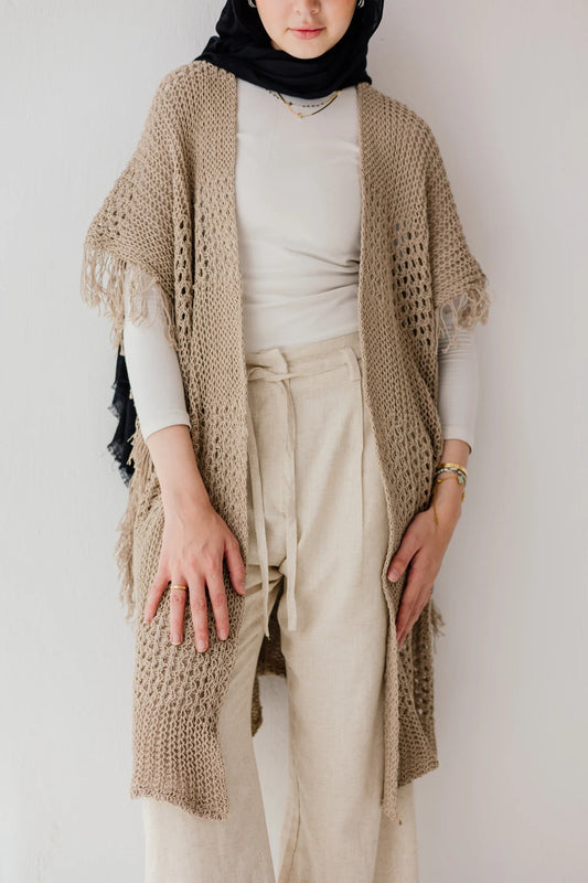 Crochet fringed - Peach and mint