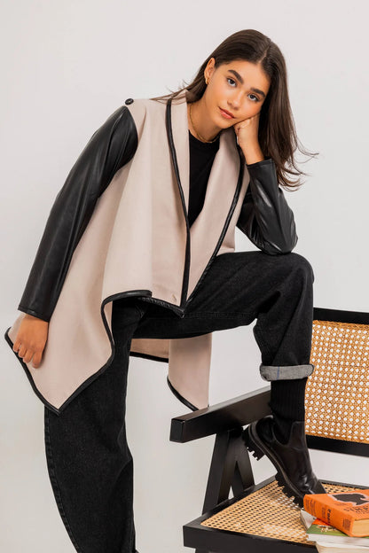 Leather sleeve coat - Theyab