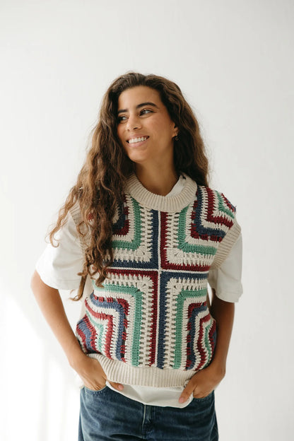 Artisian vest - Peach and mint