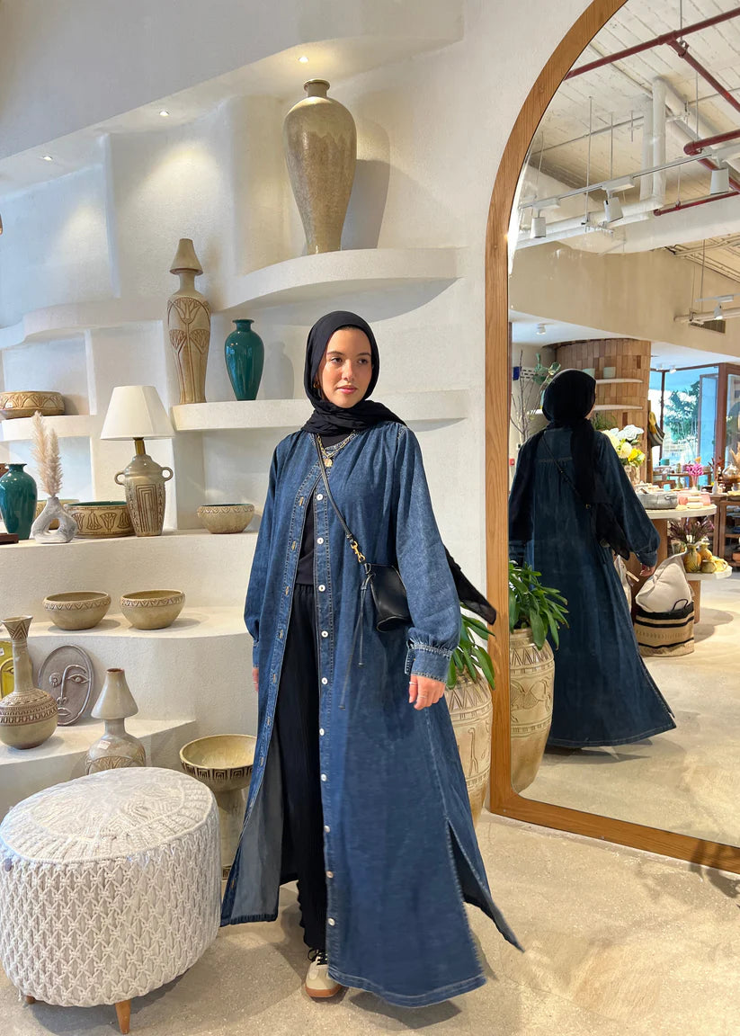 Denim bloom shirt - Modesty abaya