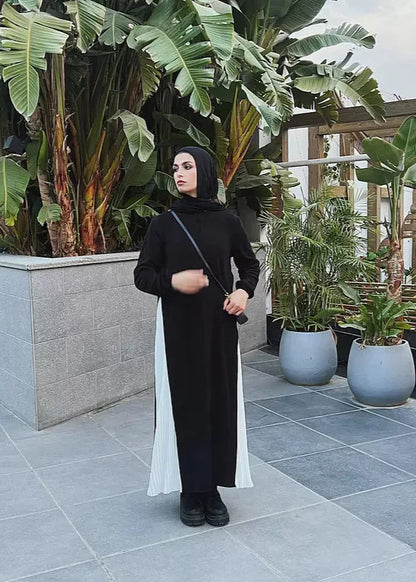 Pleated tunic maxi wool Dress - Modesty abaya