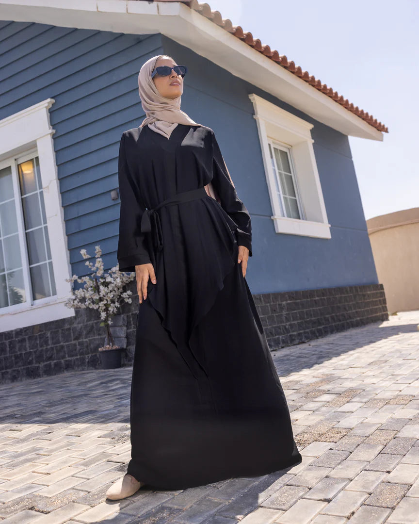 Crepe abaya With Ruffles Code 32 - The cape