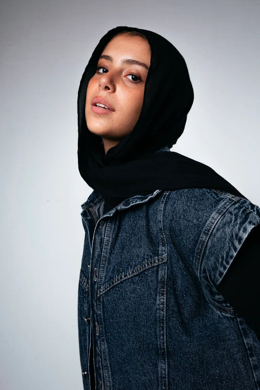 Studded denim vest -Double anne