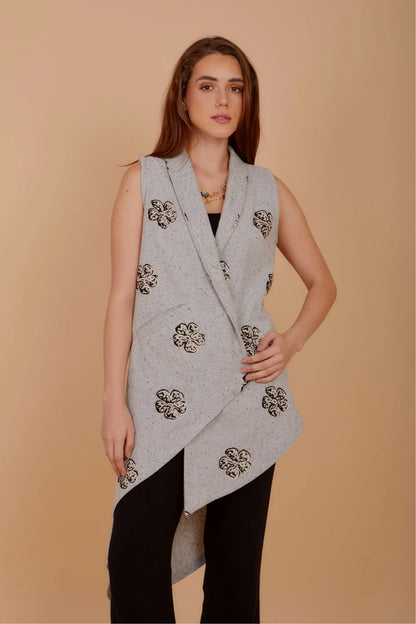 Asymmetrical blended wool waistcoat -Nahla ElAlfy