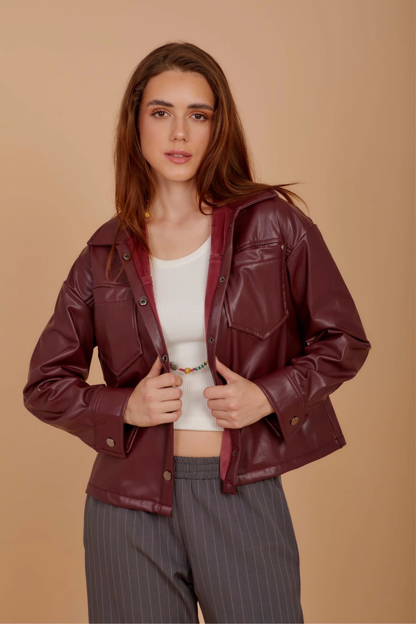 Short leather overshirt - Nahla ElAlfy