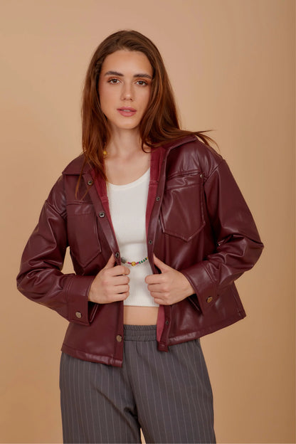 Short leather overshirt - Nahla ElAlfy