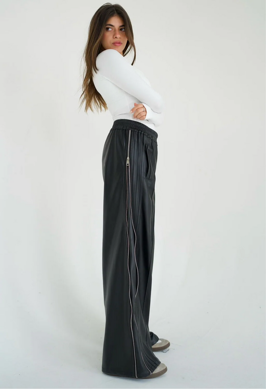 Leather zipper pants - Jeno