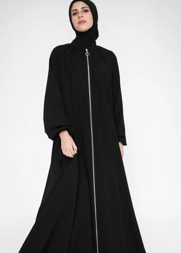 Full zipper Gather abaya - Modesty abaya