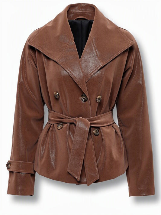 HBShop garment image: Cool Rider Leather Jacket - Amalia, BROWN