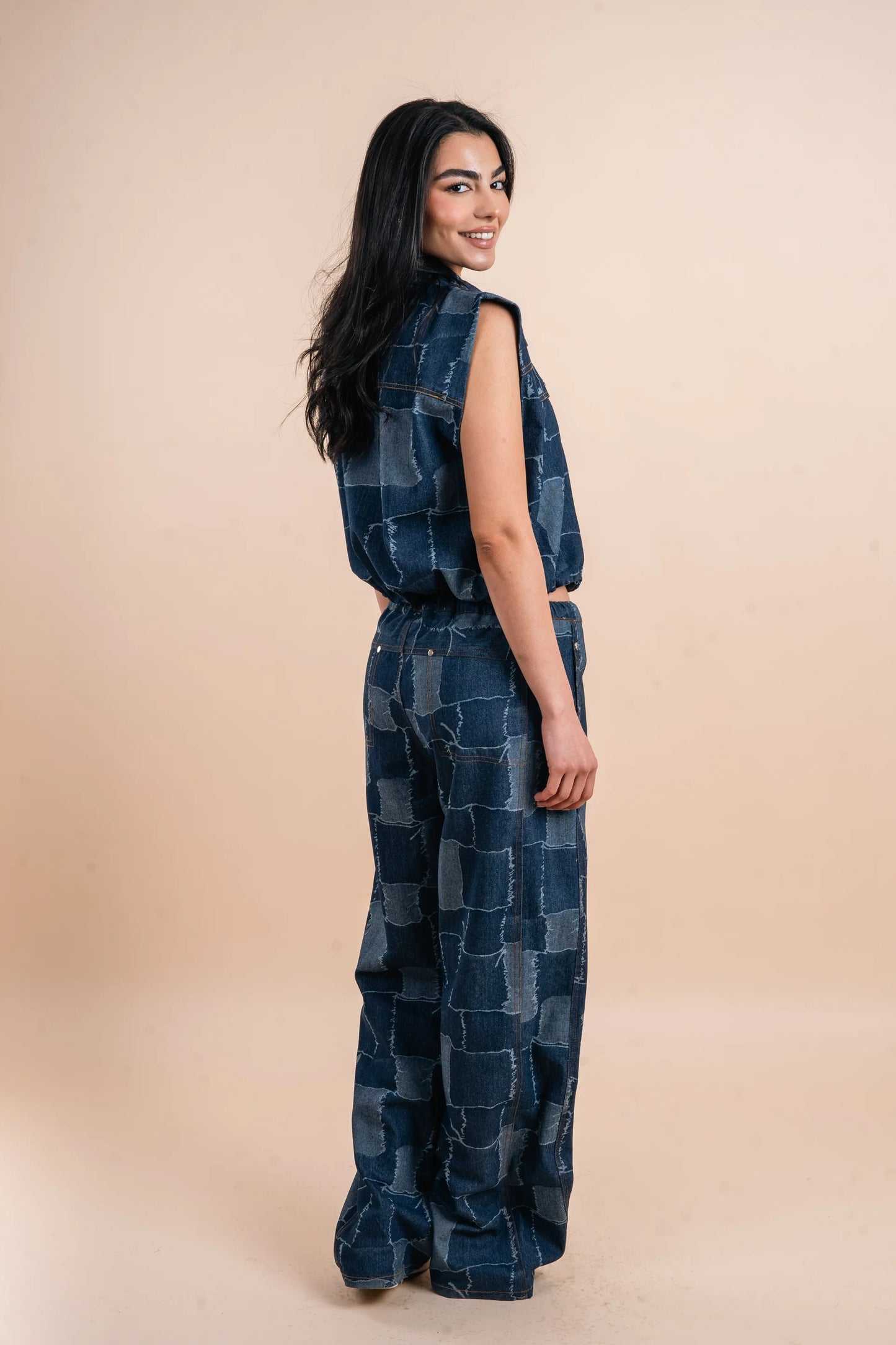 Checkers denim vest - Nahla el alfy