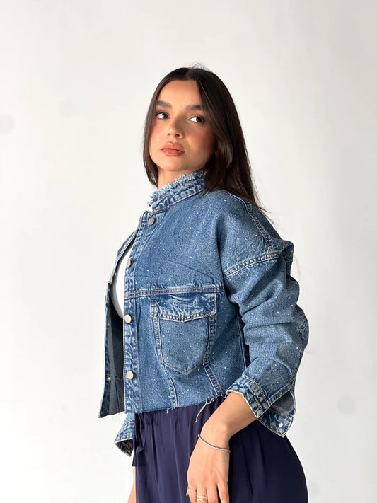 Denim Spark Cropped Jacket - Traumen