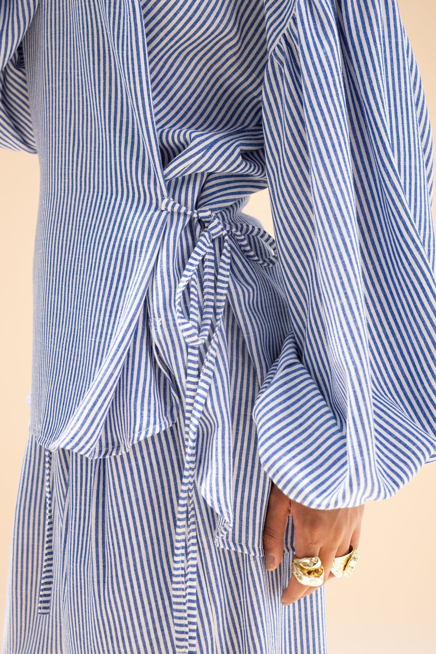Blue Amwaj Linen stripe set NC1019 - Noha collection
