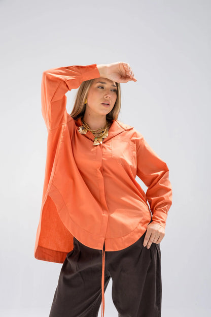 Orange caeser shirt - Noha collection