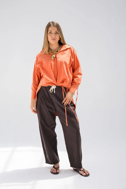 Orange caeser shirt - Noha collection