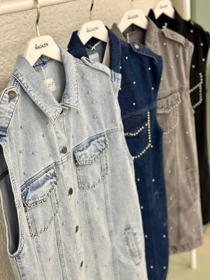 Studs denim vest - Magazin