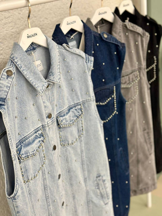 Studs denim vest - Magazin