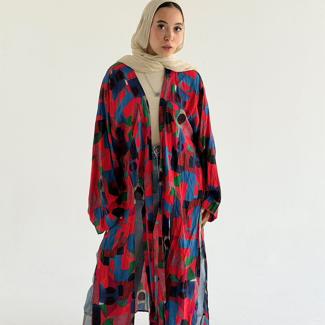 Qamar long kimono (colorful) - Estringo