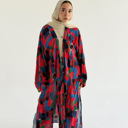 Qamar long kimono (colorful) - Estringo