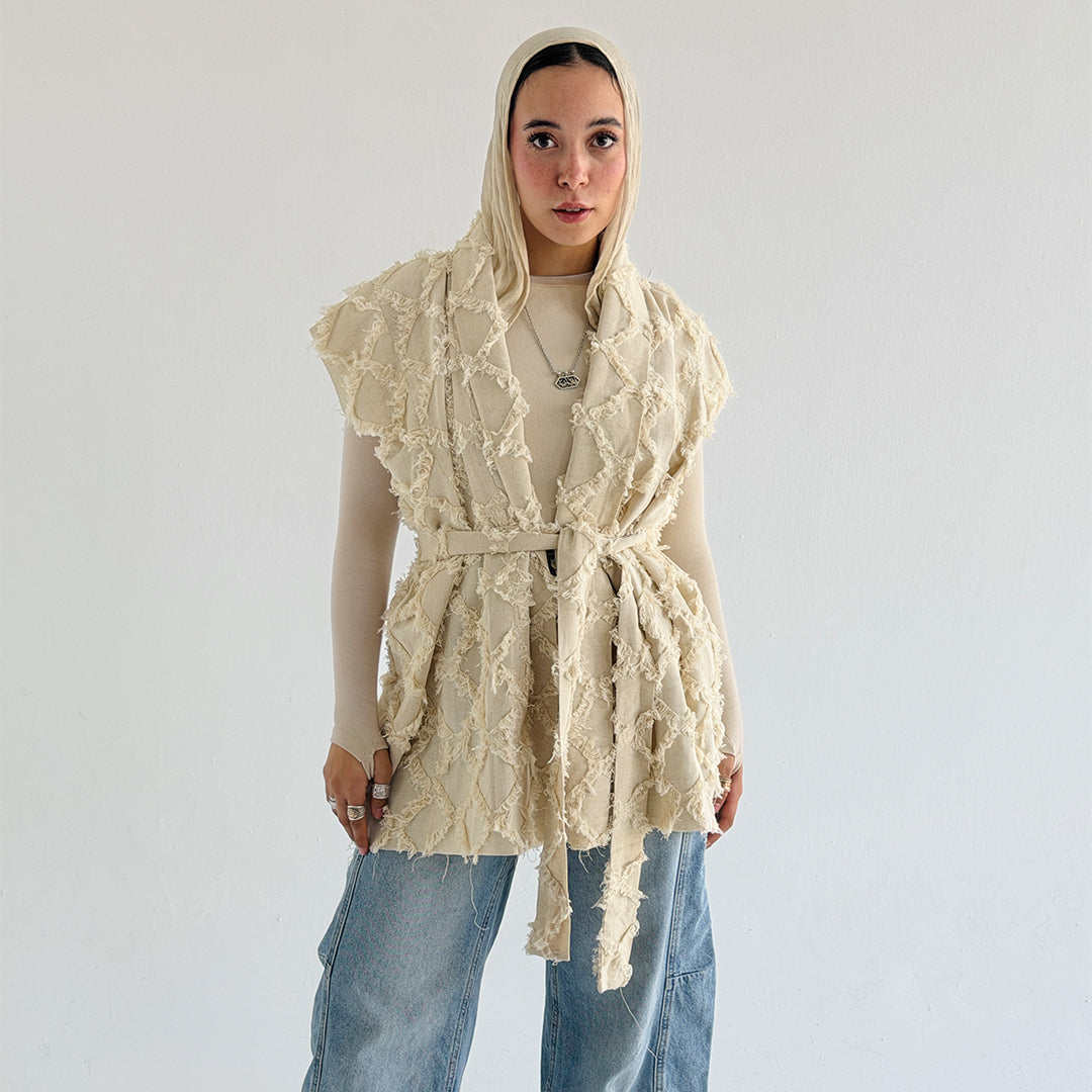 Checkmate Fringed Vest - Estringo