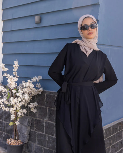 Crepe abaya With Ruffles Code 32 - The cape