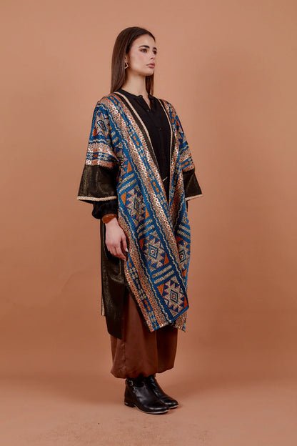 Tribal Blue & gold Kaftan - Nahla el alfy