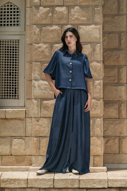 Denim look airy set - Sara salama