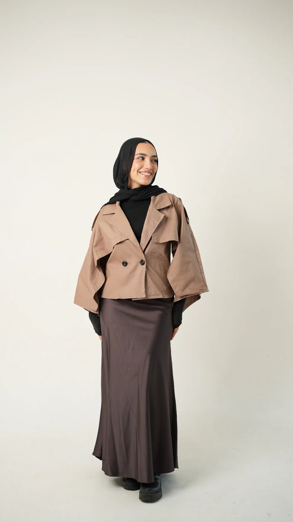 Cropped draped trench -Double anne