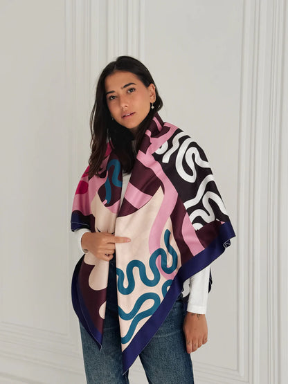 wave wool scarf ( square) - Nk designs