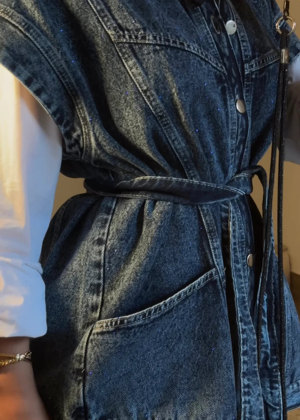 Studded denim vest -Double anne