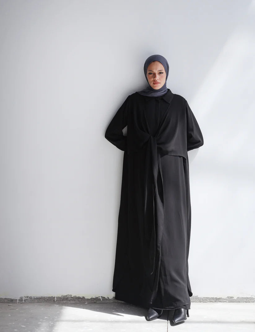 Knot crep shirt abaya - Modesty abaya