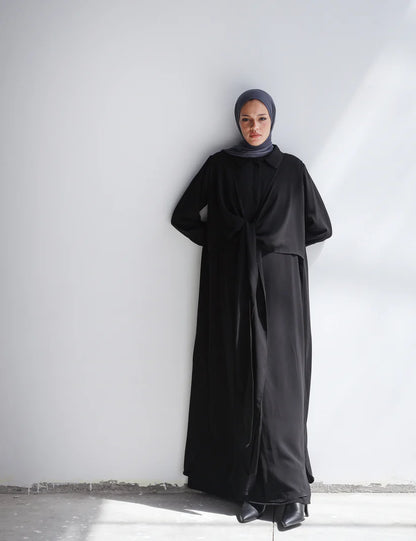 Knot crep shirt abaya - Modesty abaya