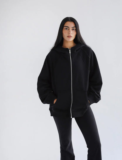Midnight Zip Relaxed Hoodie - Tamaa