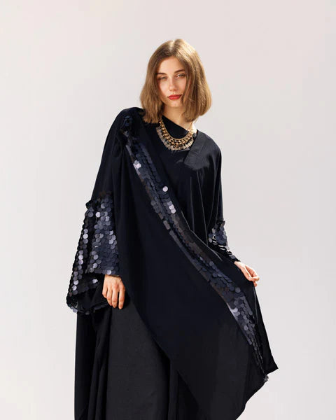 R-K19 Sequin Sparkle Crepe Kaftan - AED