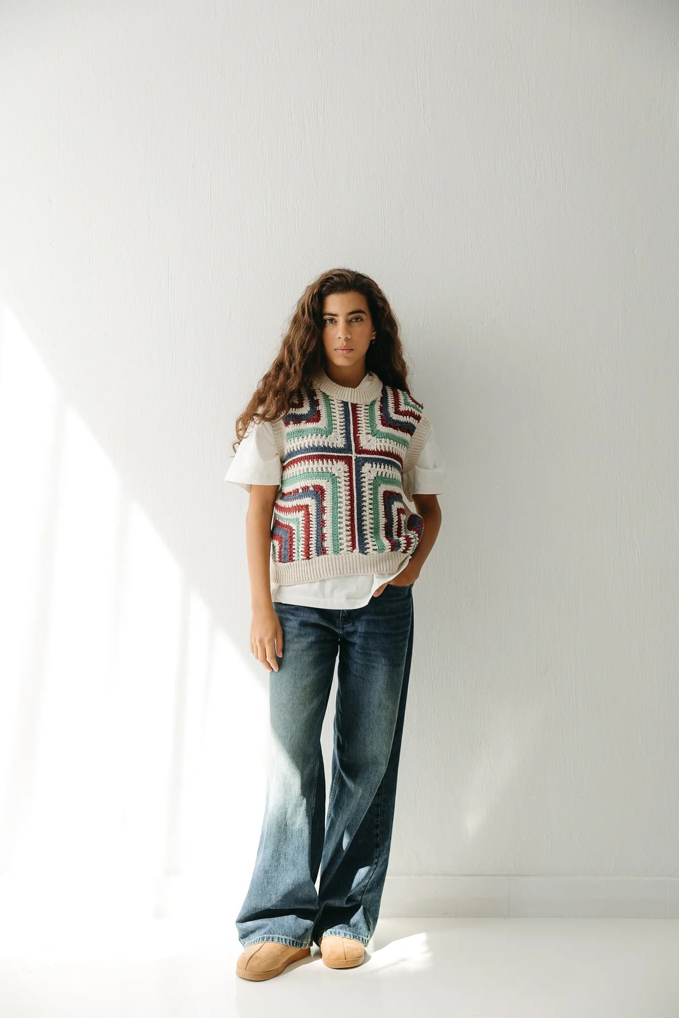 Artisian vest - Peach and mint