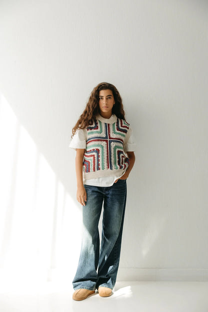 Artisian vest - Peach and mint