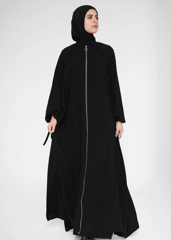 Full zipper Gather abaya - Modesty abaya