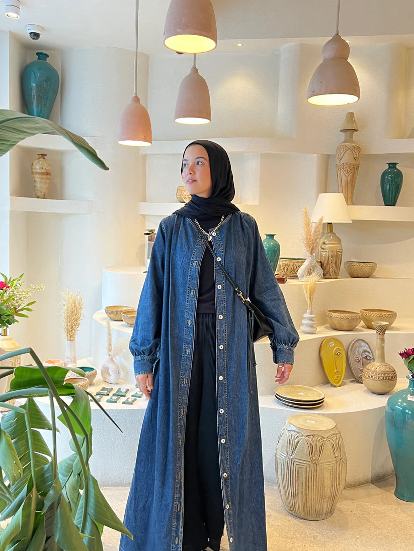 Denim bloom shirt - Modesty abaya