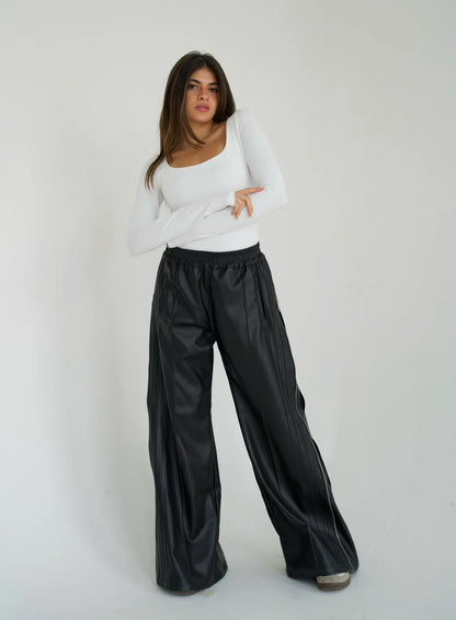 Leather zipper pants - Jeno