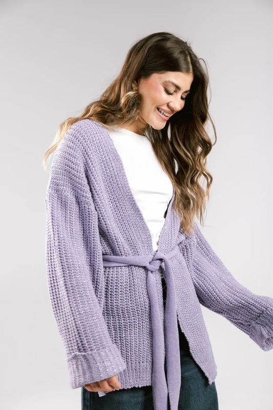 Crystal Skies Crochet Cardigan - Amalia-Lilac