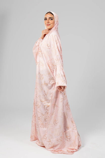 Flowers in Rose Gold Slip on Khimar - Marmelade