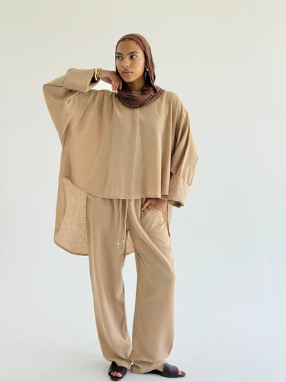 High Low Linen Set - Theyab
